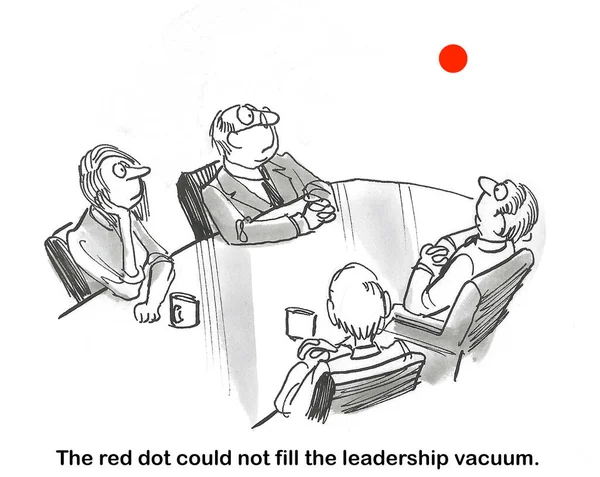 Cartoon Red Dot Trying Fill Company Leadership Vacuum — Stock Photo, Image