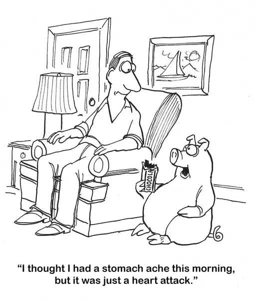 Cartoon Pet Pig Talking Man Pig Had Heart Attack Morning — Stock Photo, Image