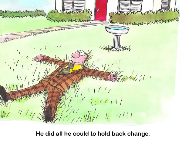 Color Cartoon Man Who Dislikes Any Change Including Grass Growing — Stock Photo, Image