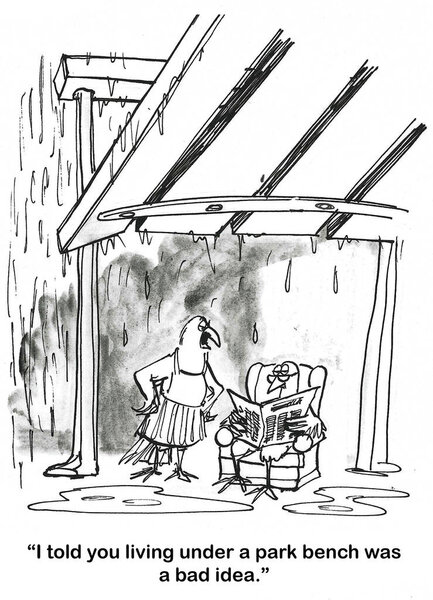Мультфильм о семейной птице, живущей под скамейкой в парке - плохая идея, когда идет дождь.