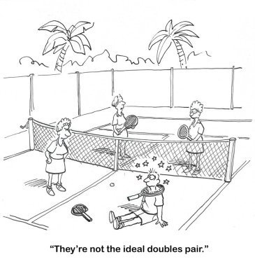 Bir tenis karikatürü, ne yazık ki, geçinemeyen bir çifti ikiye katlar..
