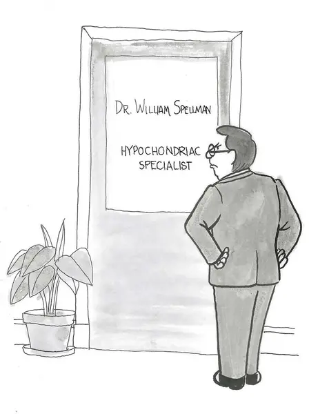 Karikatur Eines Patienten Der Etwas Beleidigt Ist Dass Der Arzt lizenzfreie Stockbilder