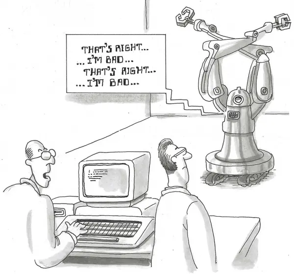 Desenho Animado Robô Que Tem Atitude Sou Ruim — Fotografia de Stock