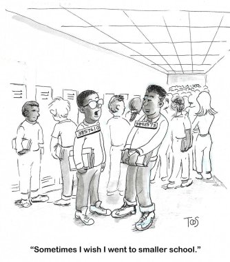 O kadar büyük bir lise karikatürü ki, öğrenciler numara takmak zorunda kalıyor..