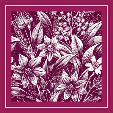 Çiçek ve botanik elementlerin toplanması vektörü. Yaprak yaprakları, kır çiçekleri yapraklar ve bitkiler açar..