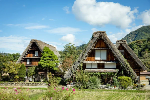 Shirakawa Tradycyjna Historyczna Japońska Wioska Shirakawago Jesienią Dom Zbudowany Drewna — Zdjęcie stockowe