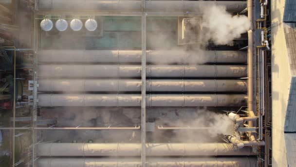 Focus Toxic Fumes Spread Roof Industrial Plant Industrial Plants Emit — Vídeo de stock