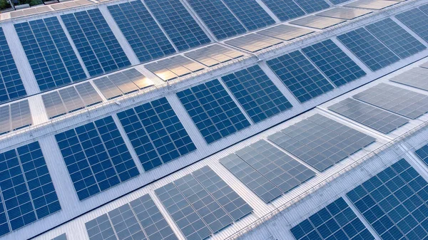 Aerial View Solar Roof Factory Eco Environment Solar Cells Panel — Stock Photo, Image