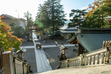 Eski bir halk kasabası olan Takayama, sonbaharda sabah Japonya 'da..