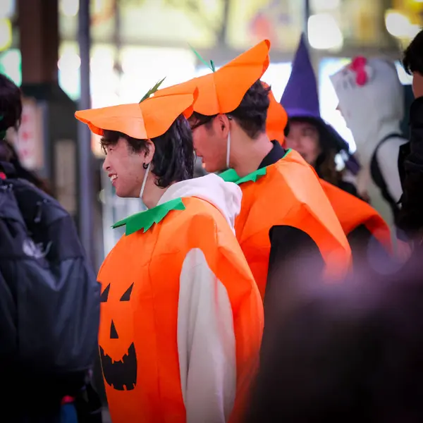 Sapporo Japan October 2023 Halloween Night Crowd Japanese Teenage Wearing — Stock Photo, Image