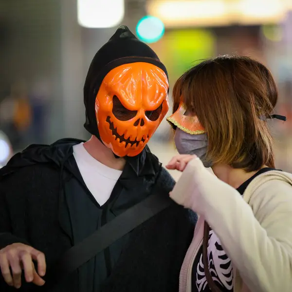 Sapporo Japan Oktober 2023 Halloween Nacht Met Een Menigte Van — Stockfoto