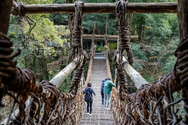 Kazura-bashi, Japonya 'nın Shikoku Vadisi' nin derinliklerinde bulunan tarihi bir asma köprüdür. Doğal asmalar ve ahşap kalaslarla inşa edilen köprü, Iya Nehri boyunca uzanır ve bereketli dağ ormanlarıyla çevrilidir..