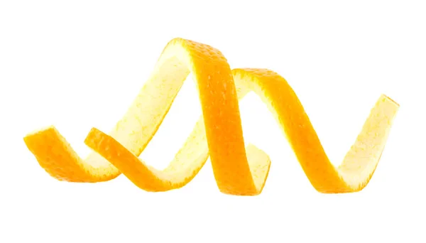 Peau Orange Mûre Isolée Sur Fond Blanc Spirale Zeste Orange — Photo