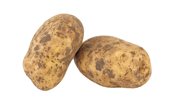 Beyaz Arka Planda Kirli Taze Patatesler — Stok fotoğraf