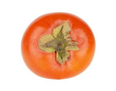 Beyaz arka planda izole edilmiş olgun portakal hurması. Dosya kırpma yolu içeriyor. Tam alan derinliği.