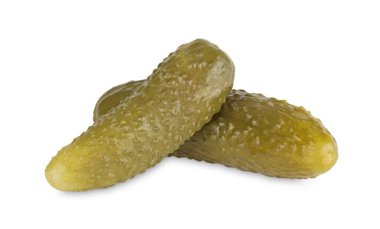 iki beyaz zemin üzerine izole salatalık turşusu Marine