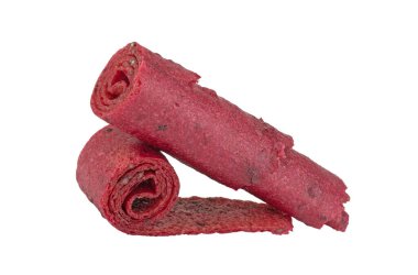 Beyaz bir arka planda izole edilmiş tatlı, püre meyve pastila.