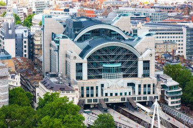 London, United Kingdom - July 3, 2010 : Charing Cross train station complex.  Major railroad terminus and office block on north bank River Thames. 