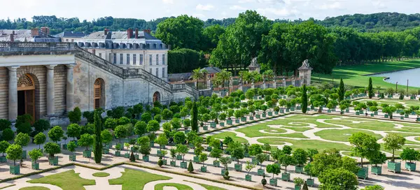 Versailles, Fransa - 22 Temmuz 2010 Versailles Orangerie. Versay Sarayı 'nın güneyindeki resmi bahçe, yazın portakalları ve diğer narenciye ağaçlarını ortaya çıkarıyor..