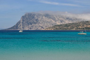 The sea of Capo Coda di Cavallo in San Teodoro, in background the island of Tavolara clipart