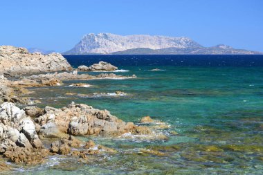 The coast of San Teodoro, in background Tavolara clipart