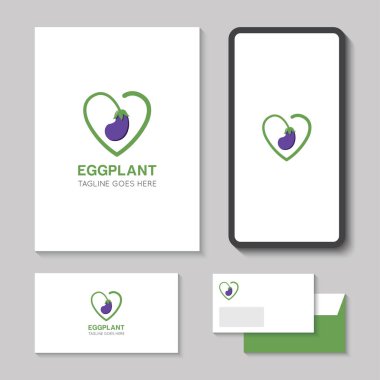 patlıcan logosu ve patlıcan ikonu vektör çizimi en iyi logo tasarımı