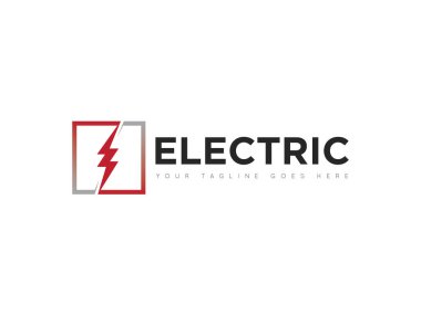 Elektrik servis logosu ve şimşek simgesi taşıyıcı tasarım şablonu. Vektör İllüstratörü