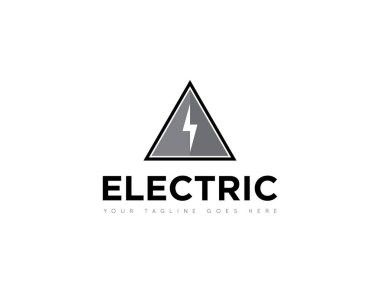 Elektrik servis logosu ve şimşek simgesi taşıyıcı tasarım şablonu. Vektör İllüstratörü