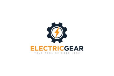 Elektrik servis logosu ve şimşek simgesi taşıyıcı tasarım şablonu. Vektör İllüstratörü