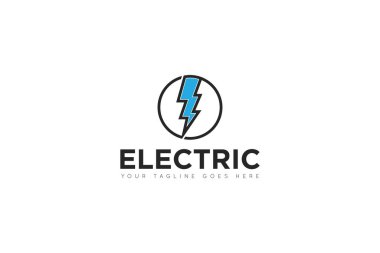 Elektrik servis logosu ve şimşek simgesi taşıyıcı tasarım şablonu. Vektör İllüstratörü