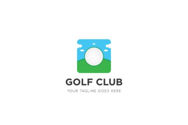Golf kulübü logosu ve ikon rozet şekli vektör çizim şablonu