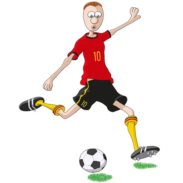 ベルギーのサッカー選手がボールを蹴って — ストックベクタ