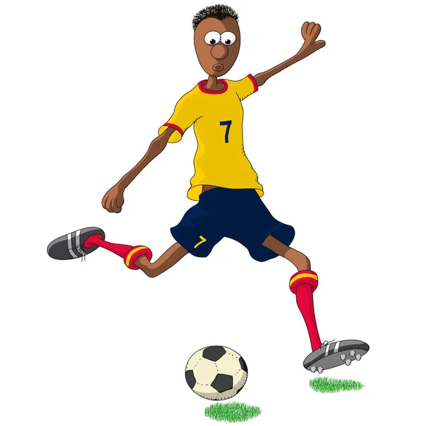 Ecuador Voetballer Schoppen Een Bal — Stockvector