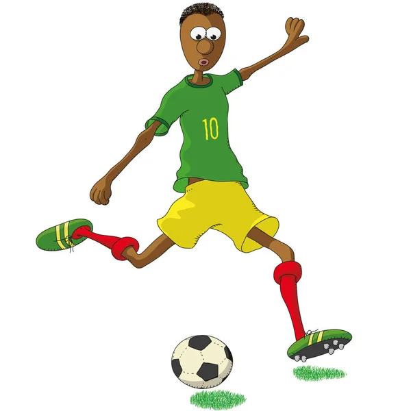 Fußballspieler Aus Dem Senegal Kickt Einen Ball — Stockvektor