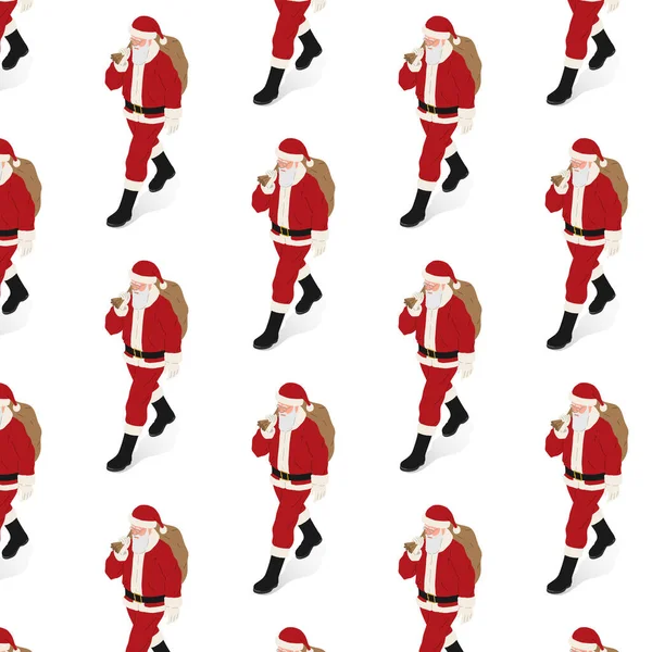 Papai Noel Fundo Com Padrão Sem Costura Repetindo Ilustração Vetorial —  Vetores de Stock