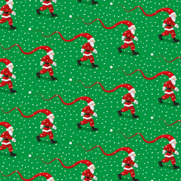Kerstman Achtergrond Met Naadloos Patroon Herhalende Vector Illustratie — Stockvector
