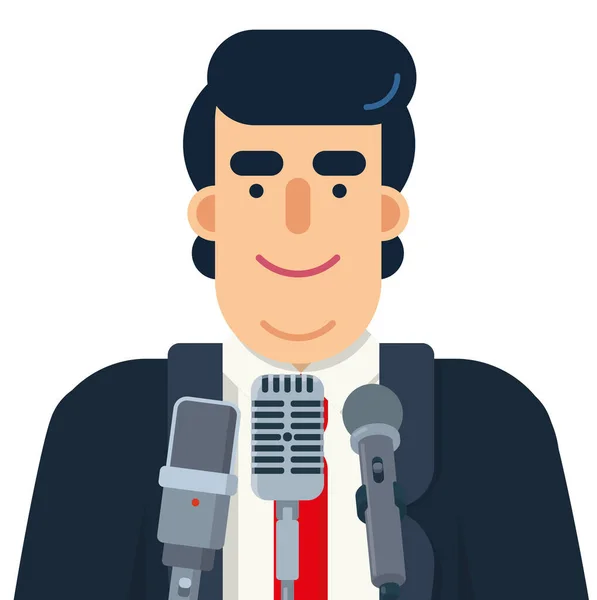 Politician Speaking Public Microphones Vector Illustration — Stock Vector
