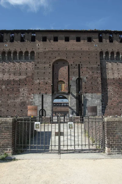 Castello Sforzesco Mediolanie Wnętrze Twierdzy Włochy Europa — Zdjęcie stockowe