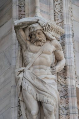 Milan Katedrali 'nin detayları, Milano, İtalya ve Avrupa' nın merkezindeki antik katedral kilisesi.