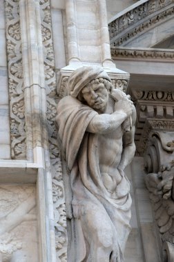 Milan Katedrali 'nin detayları, Milano, İtalya ve Avrupa' nın merkezindeki antik katedral kilisesi.