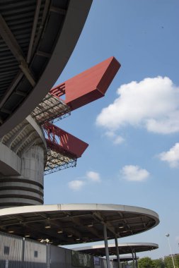 Milano 'nun San Siro bölgesindeki futbol stadyumu, ayrıntı, İtalya