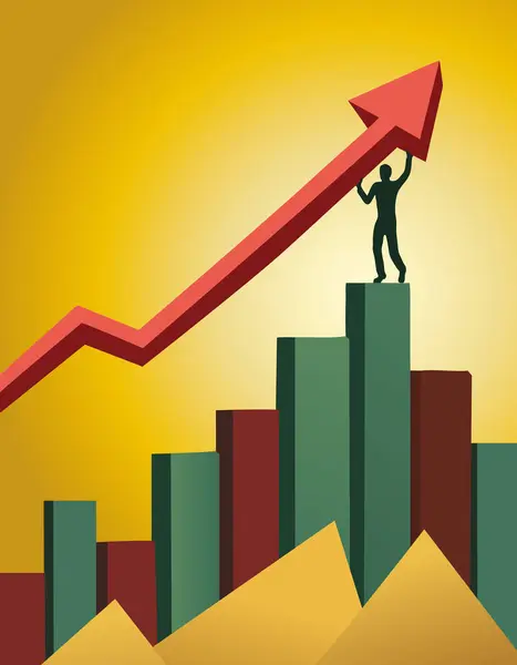 Alcançando Sucesso Crescendo Dados Estatísticos Ilustração Vetorial Conceitual —  Vetores de Stock