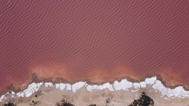 Sós Rózsaszín Felső Kilátás Drón Spanyolországban — Stock videók