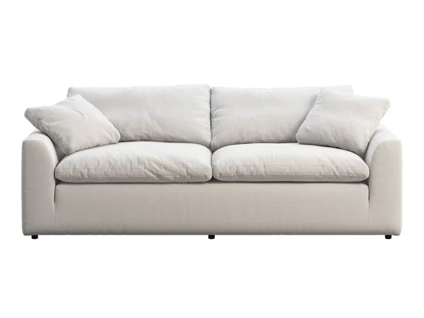 Sofa Kursi Yang Modern Sofa Pelapis Tekstil Putih Dengan Latar — Stok Foto