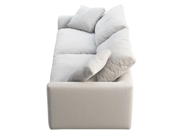 Modernes Dreisitziges Sofa Aus Stoff Weißes Polstersofa Aus Stoff Auf — Stockfoto