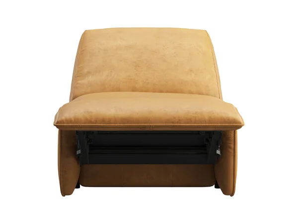 Cadeira Estofamento Couro Marrom Moderno Cadeira Ajustável Fundo Branco Meados — Fotografia de Stock
