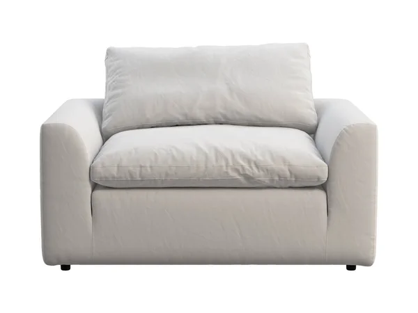 Biały Fotel Tapicerski Tkaniny Nowoczesne Krzesło Dżersejem Białym Tle Połowa — Zdjęcie stockowe
