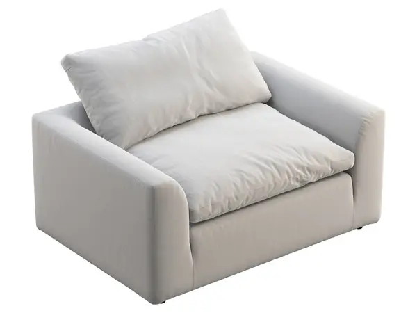 白色面料 内饰扶手椅 现代椅子 白色背景的针织格子布 世纪中叶 查莱特 斯堪的纳维亚内陆 3D渲染 — 图库照片