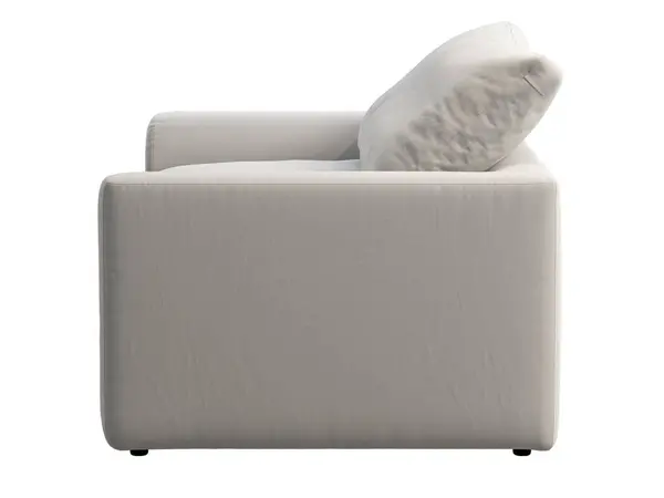 Белое Мягкое Кресло Ткани Современное Кресло Вязаной Клеткой Белом Фоне — стоковое фото