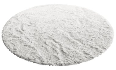 Beyaz arka planda üst üste yığılmış modern beyaz halı. 3d hazırlayıcı